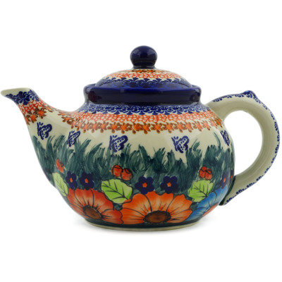 Polish Pottery Tea or Coffee Pot 47 oz Butterfly Splendor UNIKAT