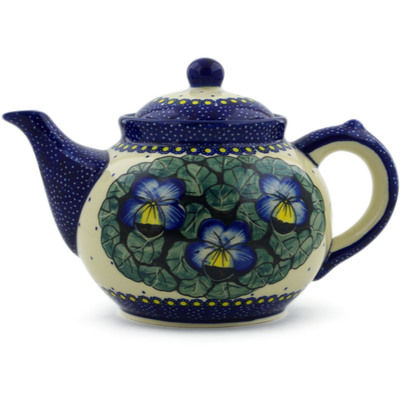 Polish Pottery Tea or Coffee Pot 47 oz Flower In The Grass UNIKAT