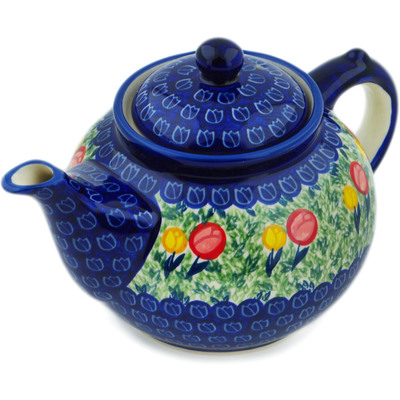 Polish Pottery Tea or Coffee Pot 47 oz Honest Tulip UNIKAT