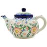 Polish Pottery Tea or Coffee Pot 47 oz Peach Tudor Rose