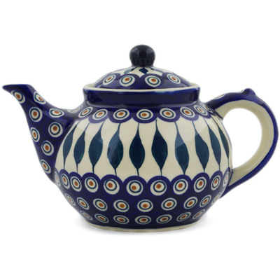 Polish Pottery Tea or Coffee Pot 47 oz Peacock
