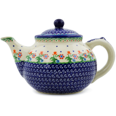 Polish Pottery Tea or Coffee Pot 47 oz Spring Flowers
