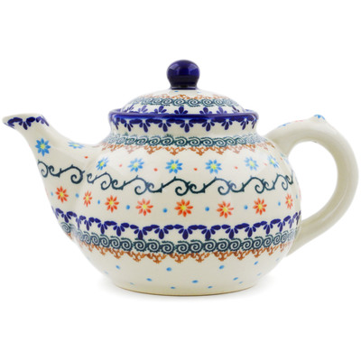 Polish Pottery Tea or Coffee Pot 47 oz Sunflower Dance