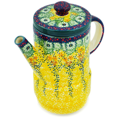 Polish Pottery Tea or Coffee Pot 49 oz Sunshine Grotto UNIKAT