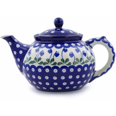 Polish Pottery Tea or Coffee Pot 5 cups Bleeding Heart Peacock