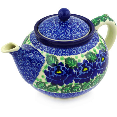 Polish Pottery Tea or Coffee Pot 5 cups Blue Bliss