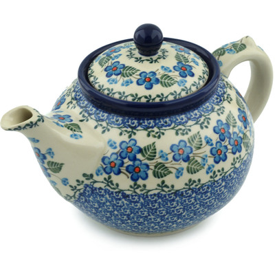 Polish Pottery Tea or Coffee Pot 5 cups Blue Blossom