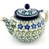Polish Pottery Tea or Coffee Pot 5 cups Blue Dogwood