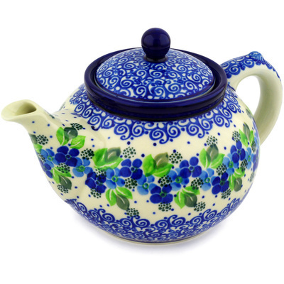 Polish Pottery Tea or Coffee Pot 5 cups Blue Phlox