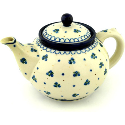 Polish Pottery Tea or Coffee Pot 5 cups Blueberry Stars