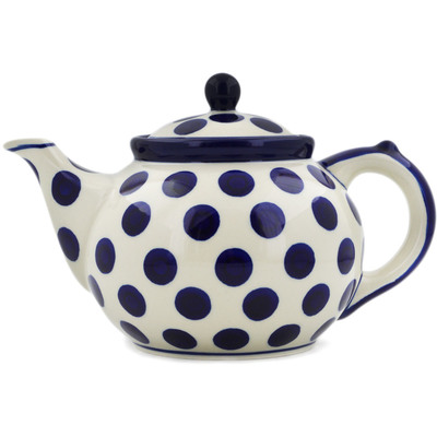Polish Pottery Tea or Coffee Pot 5 cups Bold Blue Dots