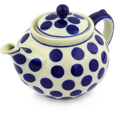Polish Pottery Tea or Coffee Pot 5 cups Bold Polka Dots