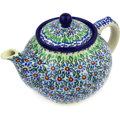 Polish Pottery Tea or Coffee Pot 5 cups Cactus UNIKAT