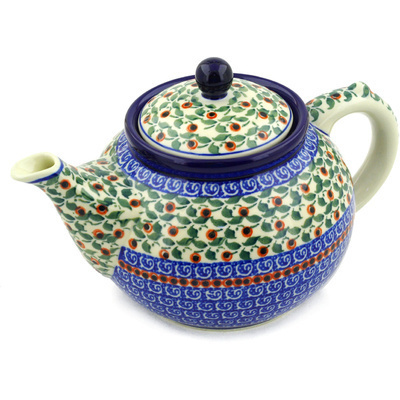 Polish Pottery Tea or Coffee Pot 5 cups Calico Rosebud
