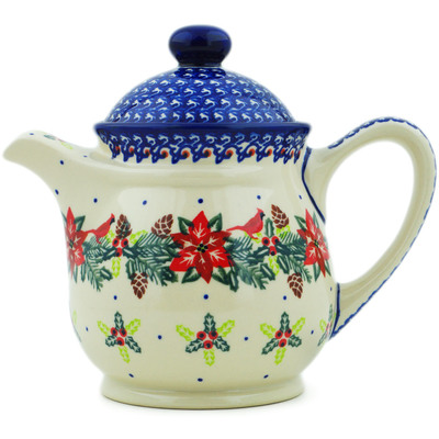 Polish Pottery Tea or Coffee Pot 5 cups Cardinal&#039;s Home UNIKAT