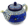 Polish Pottery Tea or Coffee Pot 5 cups Cobalt Poppies UNIKAT