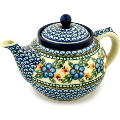 Polish Pottery Tea or Coffee Pot 5 cups Cobblestone Garden