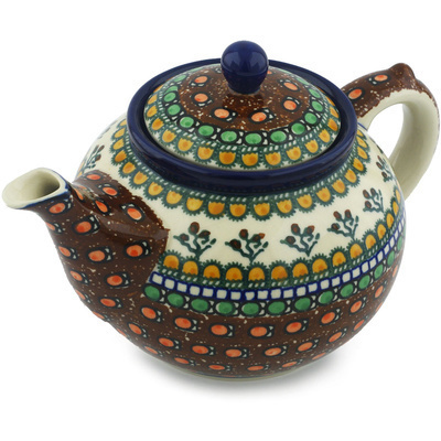 Polish Pottery Tea or Coffee Pot 5 cups Cranberry Medley UNIKAT