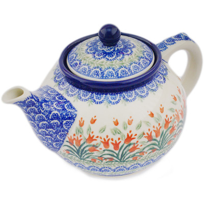 Polish Pottery Tea or Coffee Pot 5 cups Crimson Bells