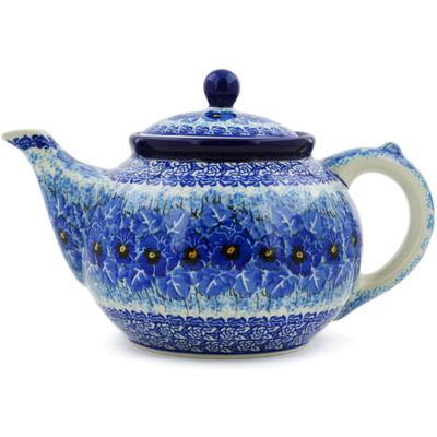 Polish Pottery Tea or Coffee Pot 5 cups Deep Winter UNIKAT