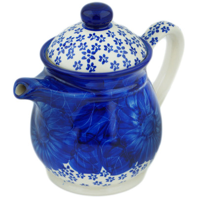 Polish Pottery Tea or Coffee Pot 5 cups Divine Cobalt UNIKAT