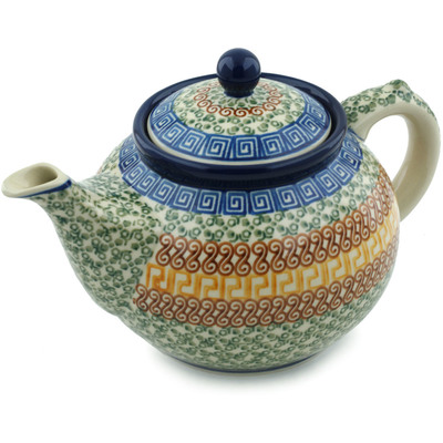 Polish Pottery Tea or Coffee Pot 5 cups Grecian Sea