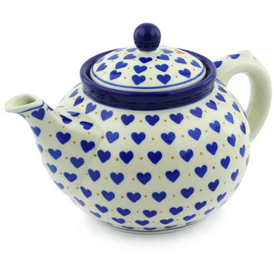 Polish Pottery Tea or Coffee Pot 5 cups Heart Of Hearts