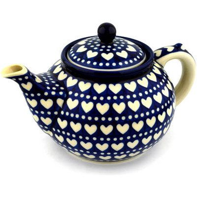 Polish Pottery Tea or Coffee Pot 5 cups Heart To Heart