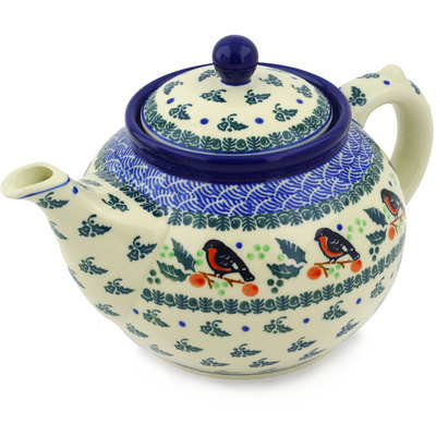 Polish Pottery Tea or Coffee Pot 5 cups Holly Robin