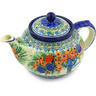 Polish Pottery Tea or Coffee Pot 5 cups Hummingbird Bouquet UNIKAT