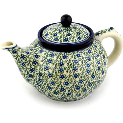 Polish Pottery Tea or Coffee Pot 5 cups Lobelia Vines