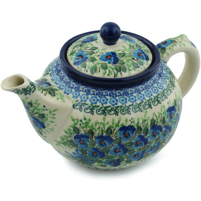 Polish Pottery Tea or Coffee Pot 5 cups Look Into The Blue UNIKAT