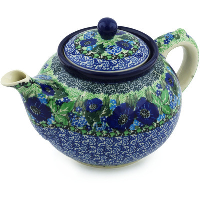 Polish Pottery Tea or Coffee Pot 5 cups Moody Blues UNIKAT