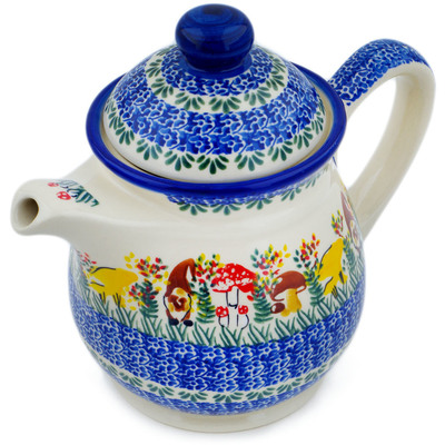 Polish Pottery Tea or Coffee Pot 5 cups Mushroom Love UNIKAT