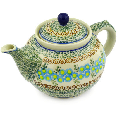 Polish Pottery Tea or Coffee Pot 5 cups Neon Daisy