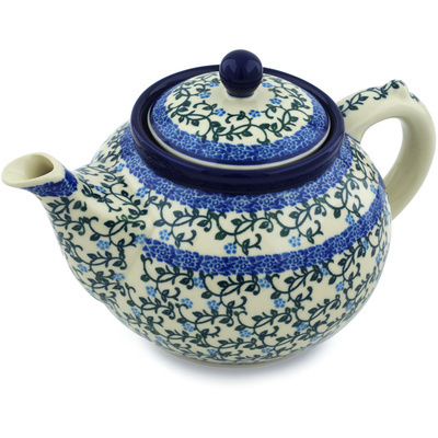 Polish Pottery Tea or Coffee Pot 5 cups Petite Blue Vine