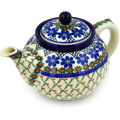 Polish Pottery Tea or Coffee Pot 5 cups Primrose Trellis