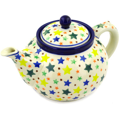 Polish Pottery Tea or Coffee Pot 5 cups Star Fiesta