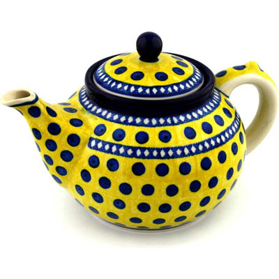 Polish Pottery Tea or Coffee Pot 5 cups Sunshine And Dots
