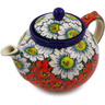 Polish Pottery Tea or Coffee Pot 5 cups Sweet Red Petals UNIKAT
