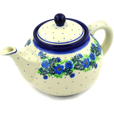 Polish Pottery Tea or Coffee Pot 5 cups Wildflower Wreath