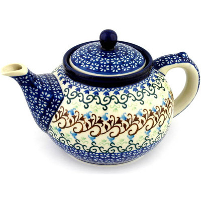 Polish Pottery Tea or Coffee Pot 5 cups Woodland Lace