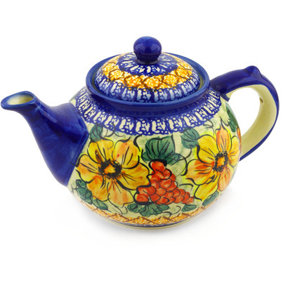Polish Pottery Tea or Coffee Pot 50 oz Colorful Bouquet UNIKAT