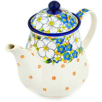Polish Pottery Tea or Coffee Pot 51 oz Floating Florals UNIKAT