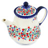 Polish Pottery Tea or Coffee Pot 51 oz Patriotic Blooms UNIKAT