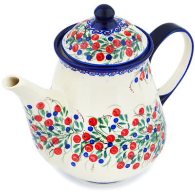 Polish Pottery Tea or Coffee Pot 51 oz Patriotic Blooms UNIKAT