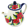 Polish Pottery Tea or Coffee Pot 51 oz Poinsettia Paradise UNIKAT