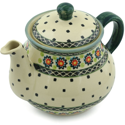 Polish Pottery Tea or Coffee Pot 51 oz Sunburt Circle