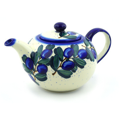 Polish Pottery Tea or Coffee Pot 52 oz Grape Vines UNIKAT