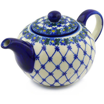 Polish Pottery Tea or Coffee Pot 52 oz Spring Lattice